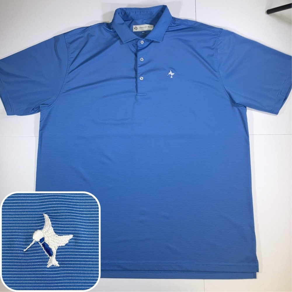 Donald Ross Golf Polo Shirt Mens XXL Hummingbird Striped Performance Stretch‎